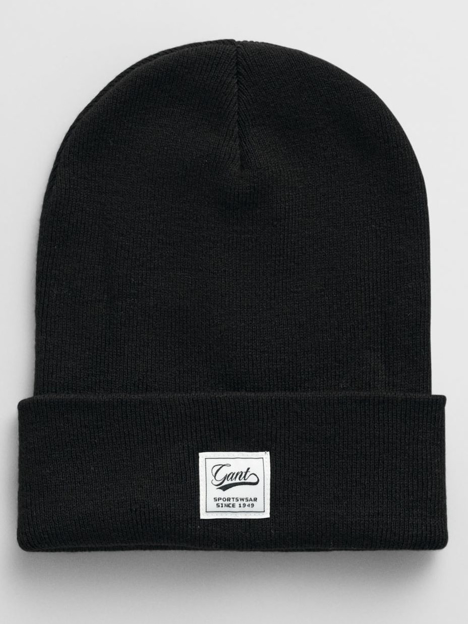 Bilde av GANT DOUBLE LAYERED BEANIE Black ONESIZE HERRE