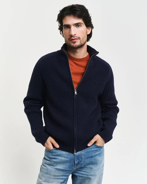 Bilde av GANT WOOL BLEND TEXTURED ZIP CARDIGAN