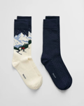 Bilde av GANT SKIERS ARTWORK SOCKS 2-PACK Evening Blue L/XL