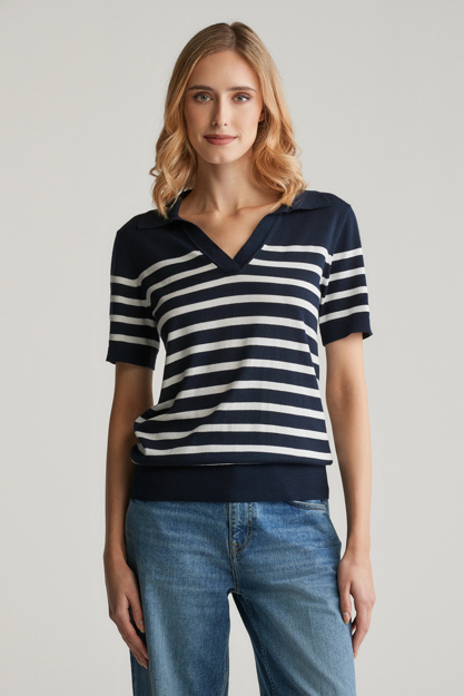 Bilde av GANT FINE KNIT STRIPED SS RUGGER